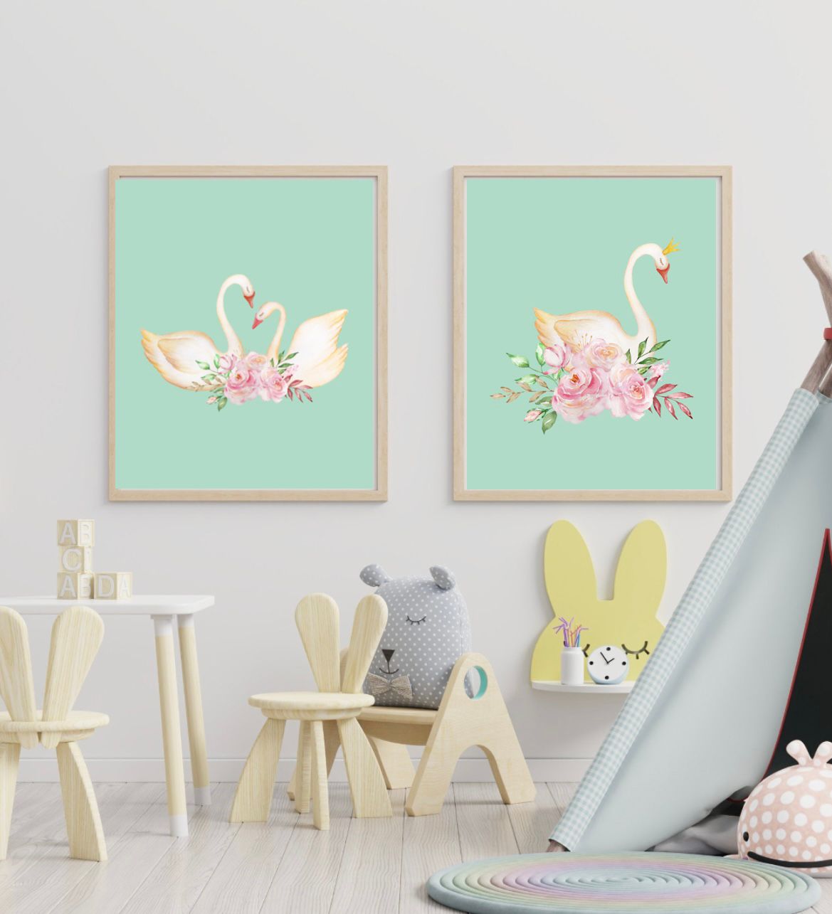 Floral Swan Frames